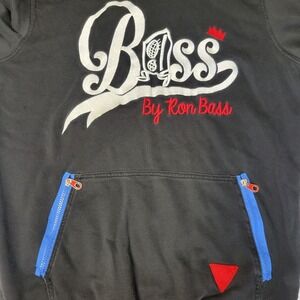 Bass Ron Bass Pullover Hoodie XL Black Red Big Embroidered Logo Hip Hop Flaw